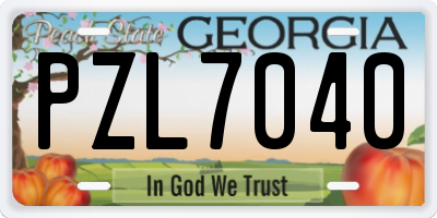 GA license plate PZL7040
