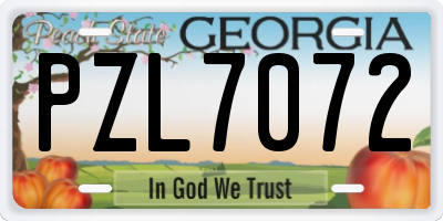 GA license plate PZL7072