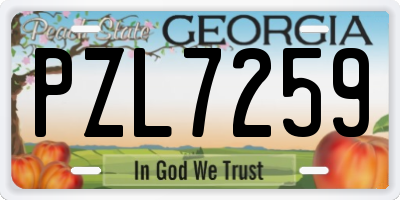 GA license plate PZL7259