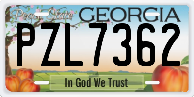 GA license plate PZL7362