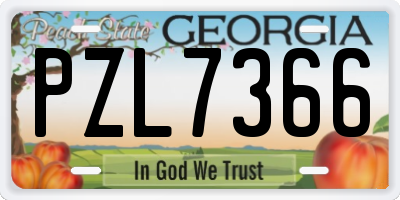 GA license plate PZL7366