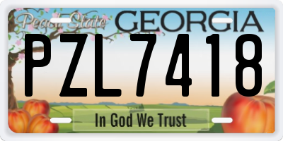 GA license plate PZL7418