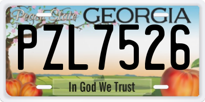GA license plate PZL7526