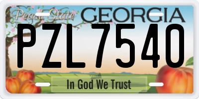 GA license plate PZL7540