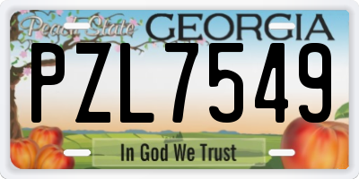 GA license plate PZL7549