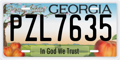 GA license plate PZL7635