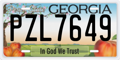 GA license plate PZL7649