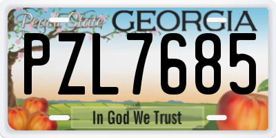 GA license plate PZL7685
