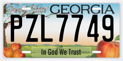 GA license plate PZL7749