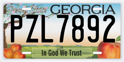 GA license plate PZL7892