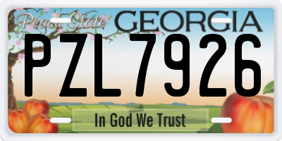 GA license plate PZL7926