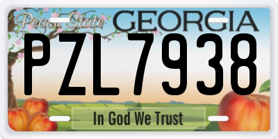 GA license plate PZL7938
