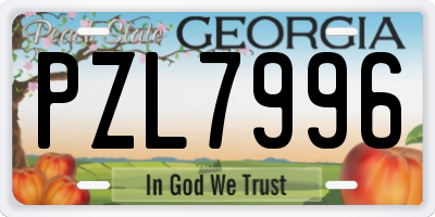 GA license plate PZL7996