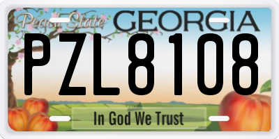 GA license plate PZL8108