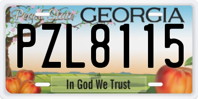 GA license plate PZL8115