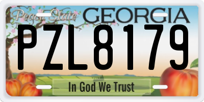 GA license plate PZL8179