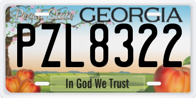 GA license plate PZL8322