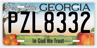 GA license plate PZL8332