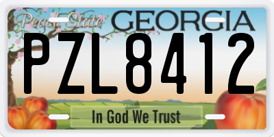 GA license plate PZL8412