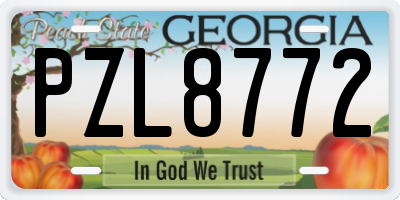 GA license plate PZL8772
