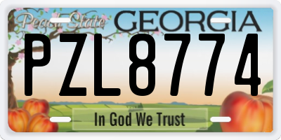 GA license plate PZL8774
