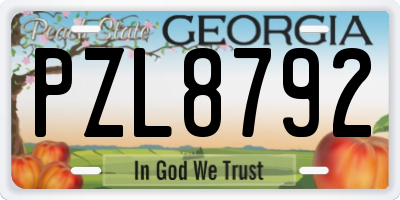 GA license plate PZL8792