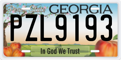GA license plate PZL9193