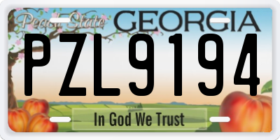 GA license plate PZL9194