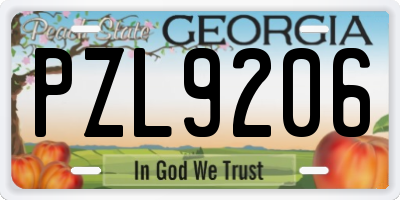 GA license plate PZL9206