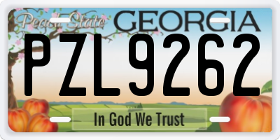 GA license plate PZL9262
