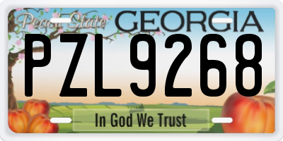 GA license plate PZL9268