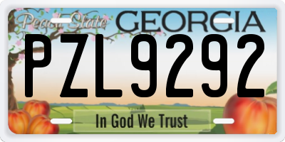 GA license plate PZL9292