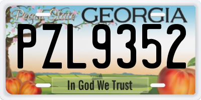 GA license plate PZL9352