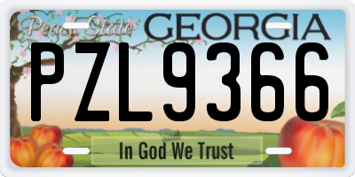 GA license plate PZL9366