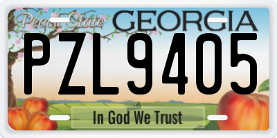 GA license plate PZL9405