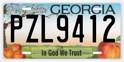 GA license plate PZL9412