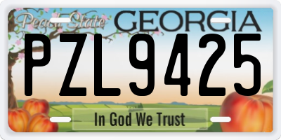 GA license plate PZL9425