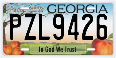 GA license plate PZL9426
