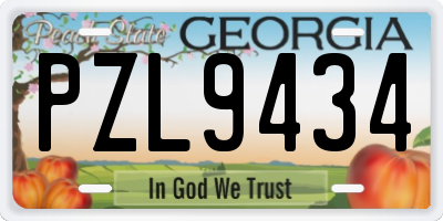 GA license plate PZL9434