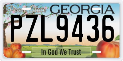 GA license plate PZL9436