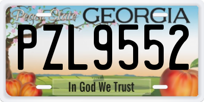 GA license plate PZL9552