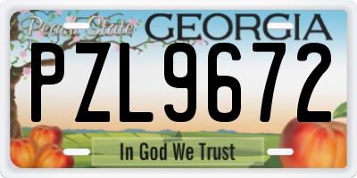 GA license plate PZL9672