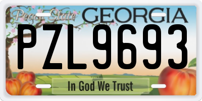 GA license plate PZL9693