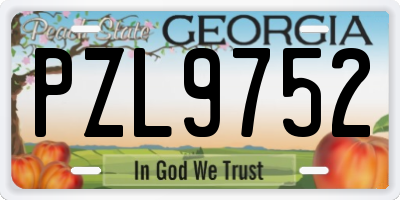 GA license plate PZL9752