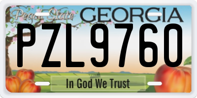 GA license plate PZL9760