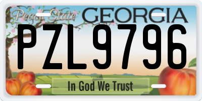 GA license plate PZL9796
