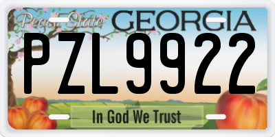GA license plate PZL9922