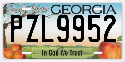 GA license plate PZL9952
