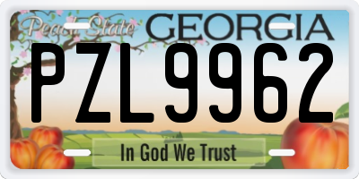 GA license plate PZL9962