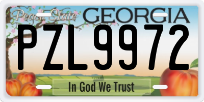 GA license plate PZL9972